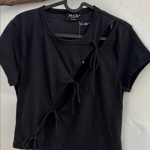 Chic Black Cut-Out Tee by Jolly & Joy